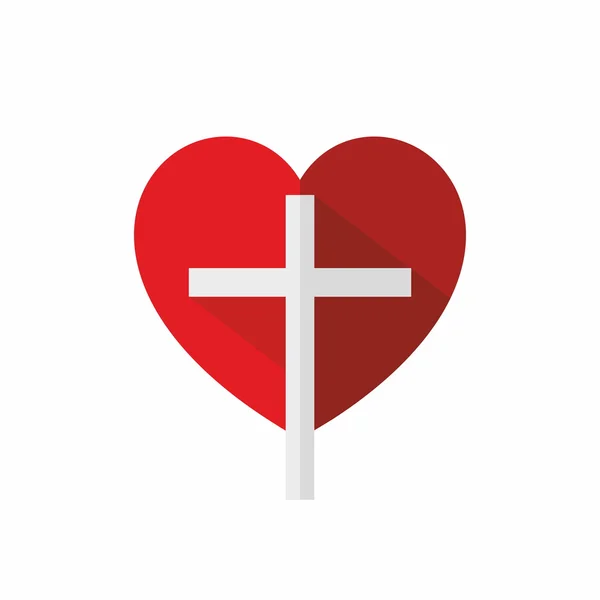 Církev logo. Kříž v srdce — Stockový vektor