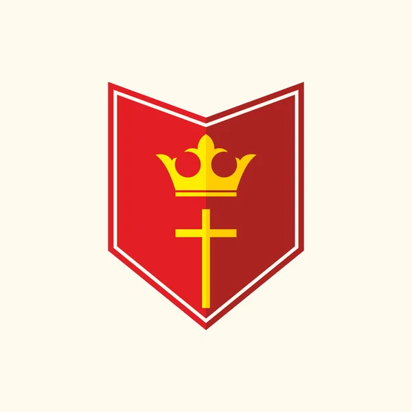 Church logo. Shield with a crown over a cross — Stock Vector