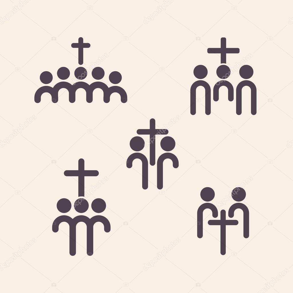 Set of church logo. Christian fellowship icon