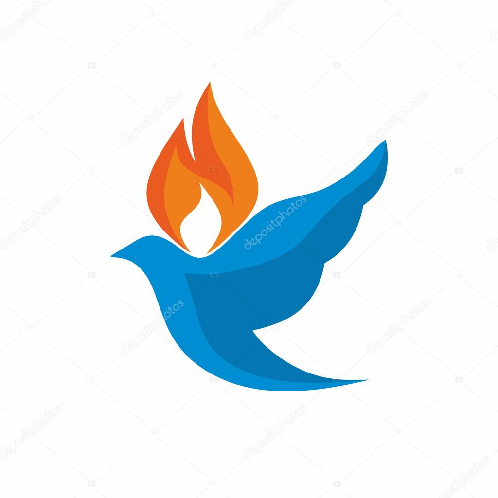 Church logo. Dove with flames icon