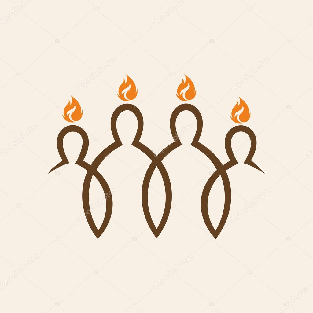 Church logo. Flames over people, Pentecost