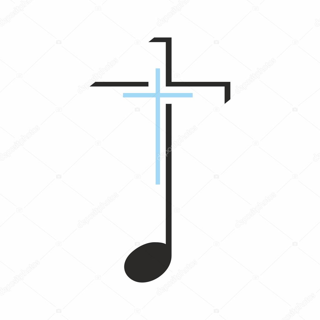 Church logo. Cross on a music note
