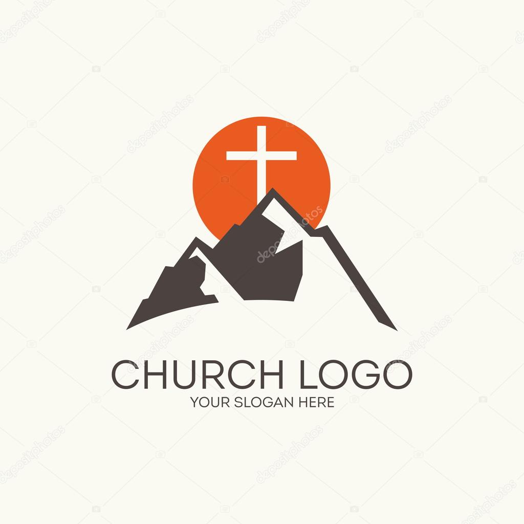Church logo. Mountain, cross and sun