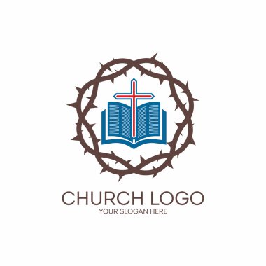 Kilise logosunu görmeniz gerekir. Dikenler, İncil, kırmızı, simge taç