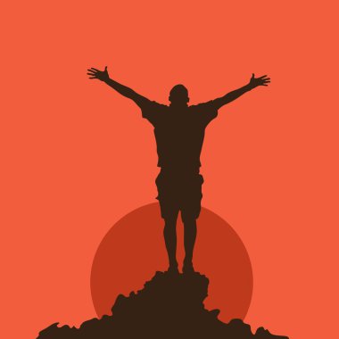 Gün batımında bir adamın silueti