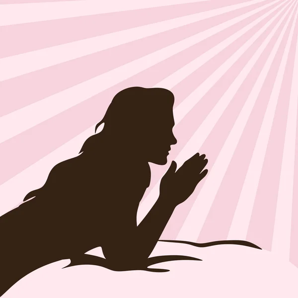 Woman with praying hands — Stock Vector