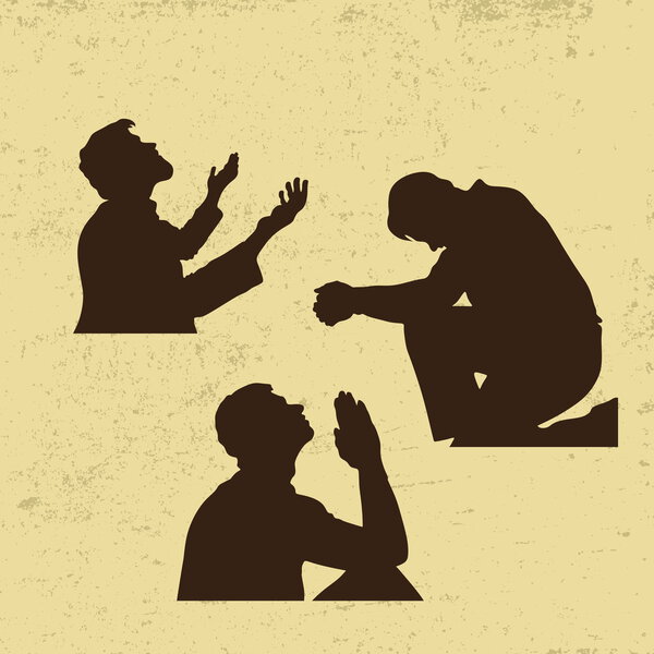 Силуэты человека в молитве
