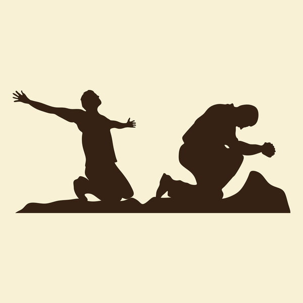 Силуэты человека в молитве
