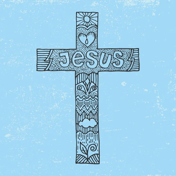 Palavra Jesus em uma cruz —  Vetores de Stock