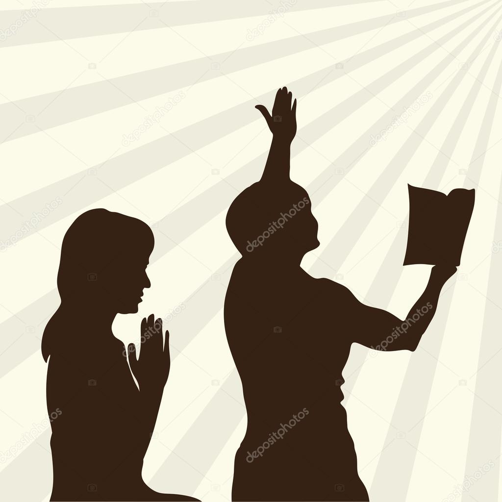 Personas Alabando A Dios Dibujo Silueta de alabanza y adoración a Dios vector, gráfico vectorial