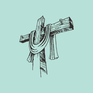 Hand drawn cross and shroud clipart