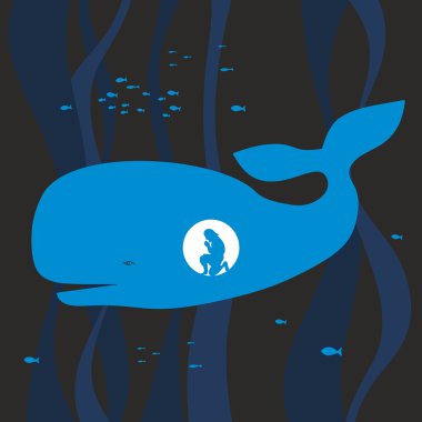 Balina, Jonah. Siluet, elle çizilmiş