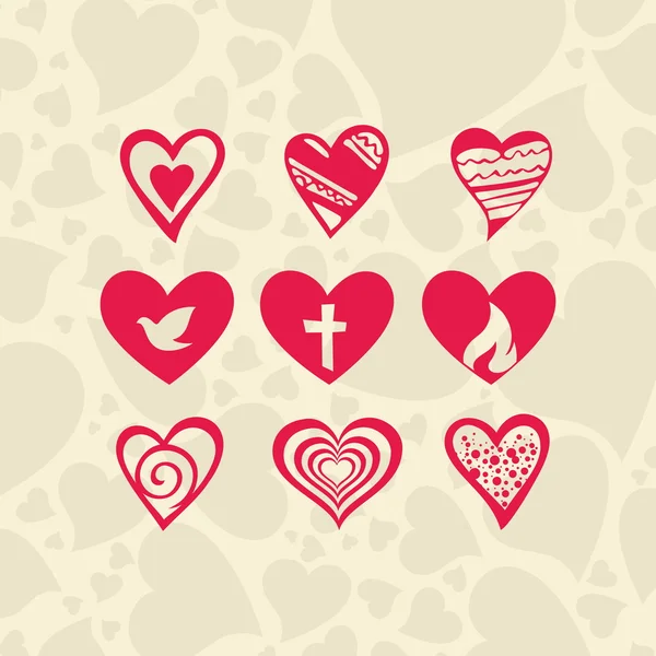Conjunto de ícones do coração — Vetor de Stock