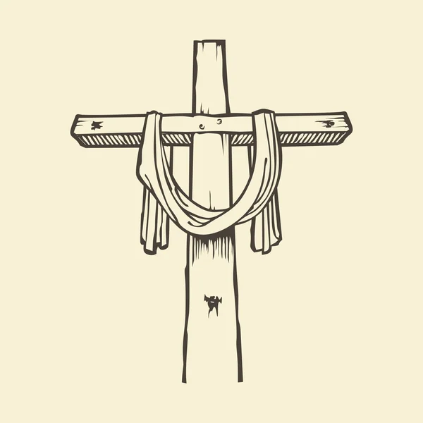 Hand drawn cross and shroud — Stock Vector
