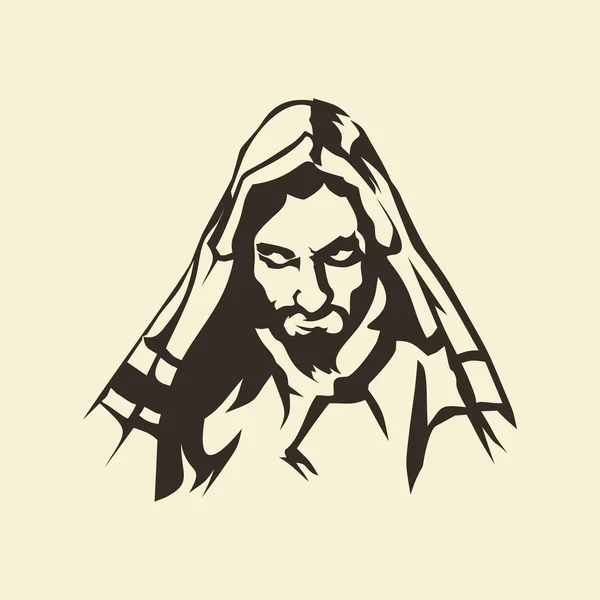 Face of Jesus. Hand drawn. — Stock Vector