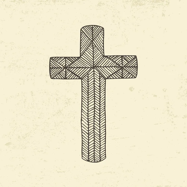 Croix dessinée à la main . — Image vectorielle