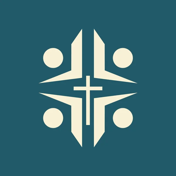 十字架和崇拜者 — 图库矢量图片