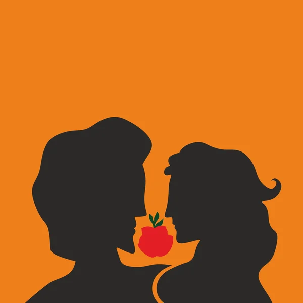 Adamo ed Eva. Silhouette, disegnata a mano — Vettoriale Stock
