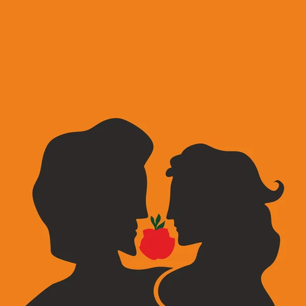 Adam and Eve. Silhouette, hand drawn — Stock Vector