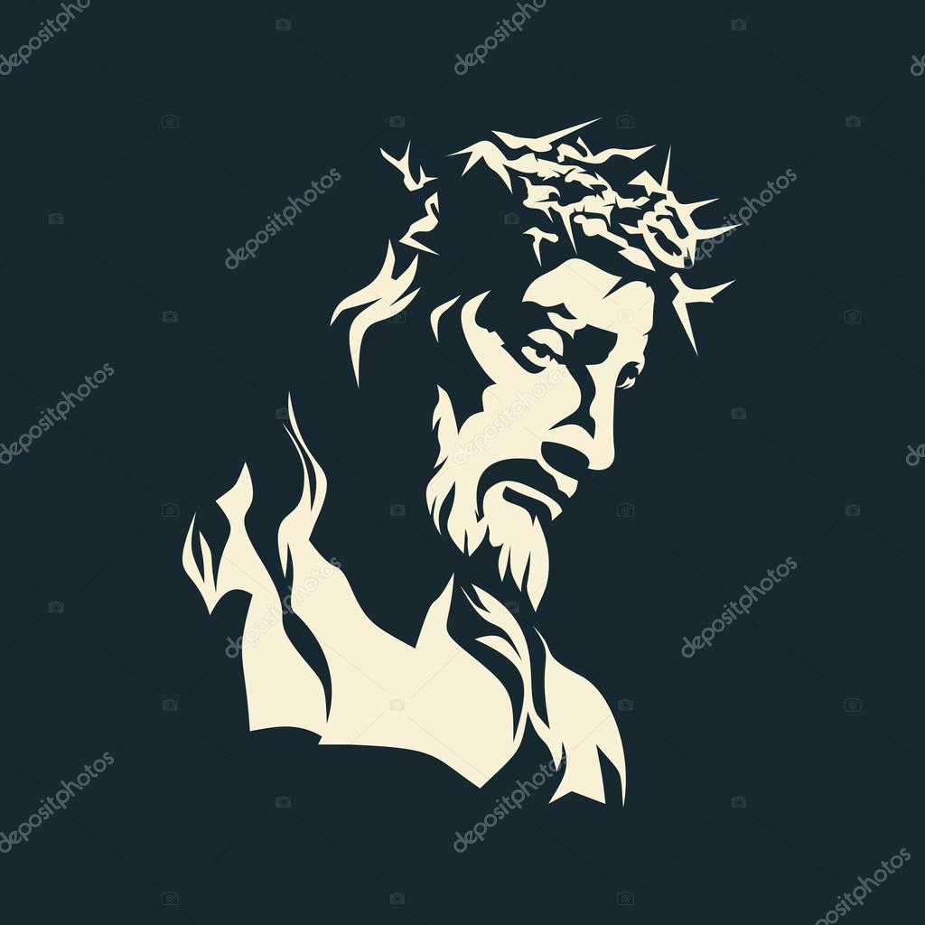 Jesus. Crown of thorns. Hand drawn.