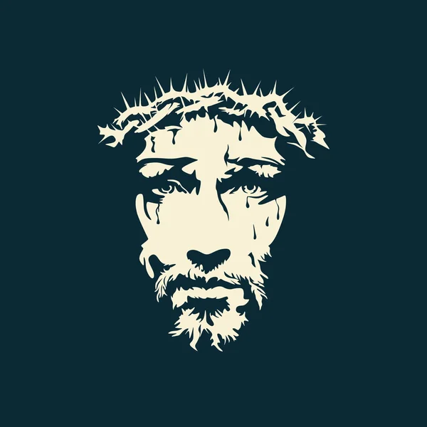 Face of Christ hand drawn — Stock Vector