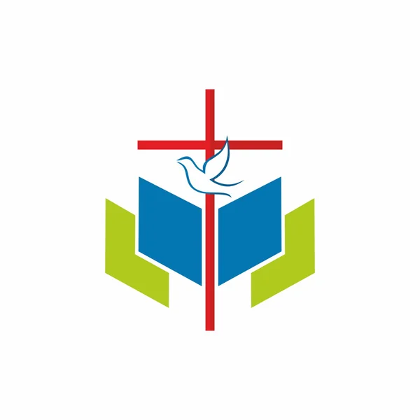 Cruz, paloma, Biblia, misiones, icono — Vector de stock