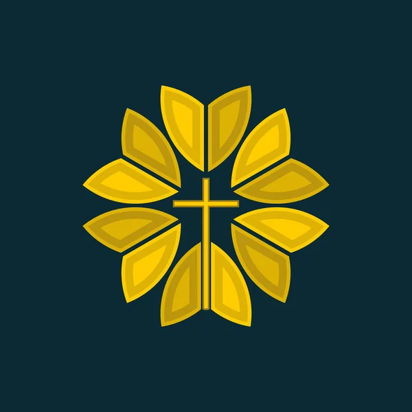 Krzyż i kwiat ikona — Wektor stockowy