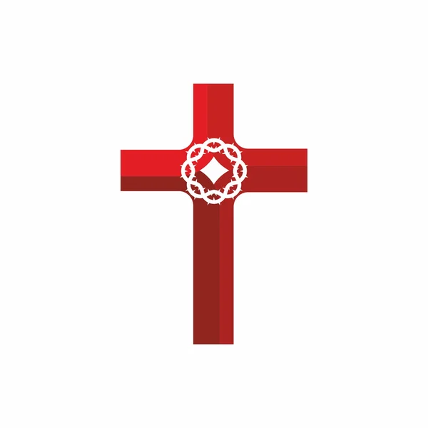 Croce, corona di spine, icona — Vettoriale Stock