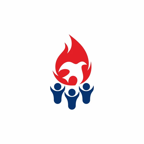 Vlam, fellowship, mensen, silhouetten, symbool — Stockvector