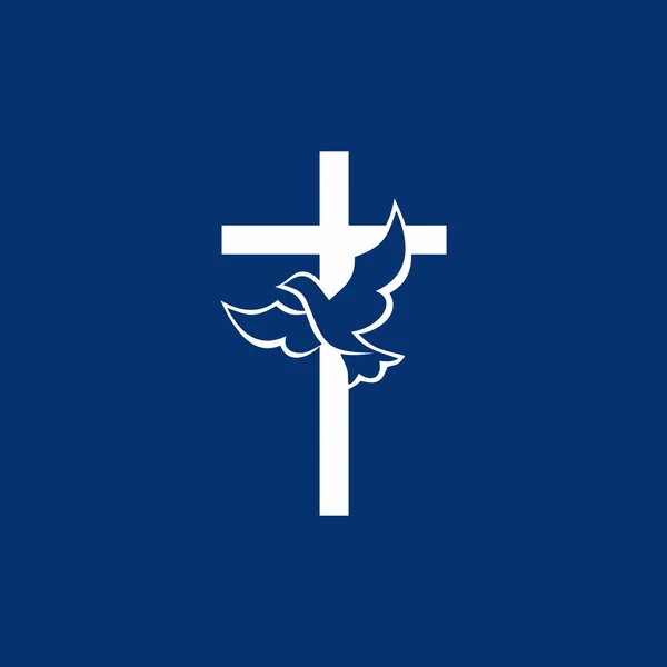 Ícone de cruz e pomba — Vetor de Stock