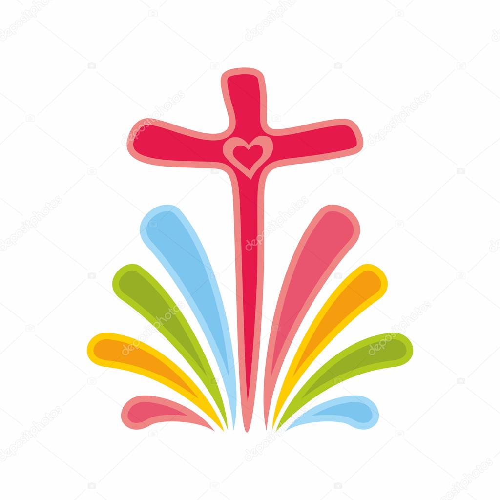 Rainbow and christian cross