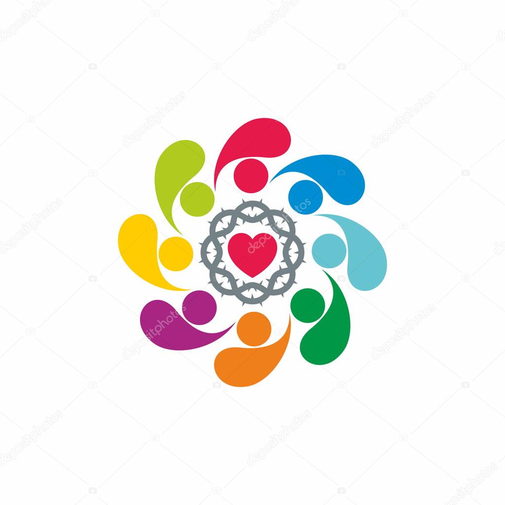 Rainbow, crown of thorns, heart, missions, worship, icon, group worship