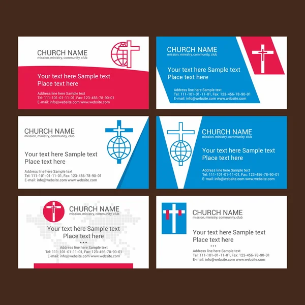 Setzen christliche Visitenkarten. für die Kirche, das Amt, den Verein und die Gemeinde — Stockvektor