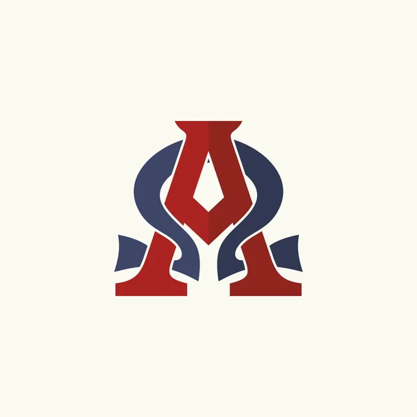 Logo de la iglesia. Letras entrelazadas Alpha y Omega — Vector de stock