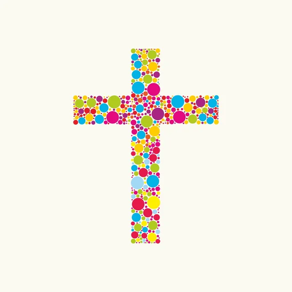 Church logo. Cross consists of colored elements — Stock Vector