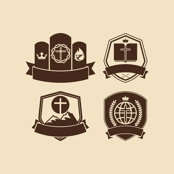 Set de logos vintage Iglesia cristiana — Vector de stock