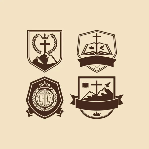 Reihe von Vintage-Logos christliche Kirche — Stockvektor