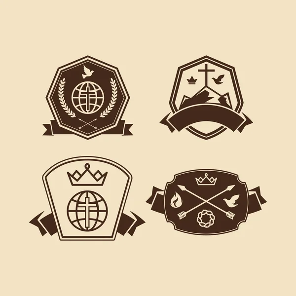 Set of vintage logos Christian church — Stock Vector