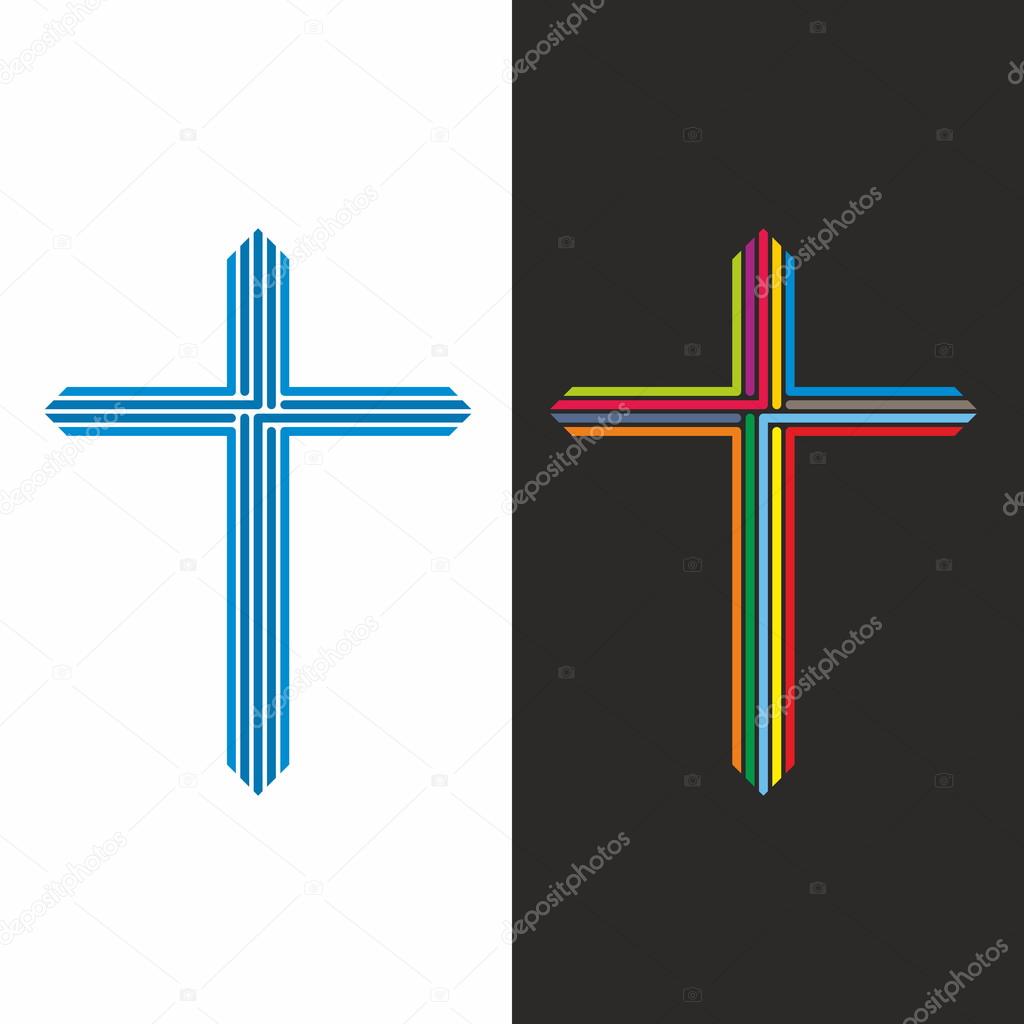 Church logo. Cross it is consisting of lines