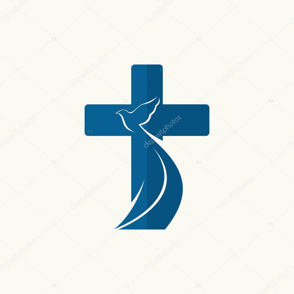 Church logo. Cross and dove, symbol of the Holy Spirit