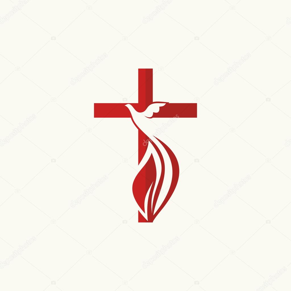 Church logo. Cross and dove, symbol of the Holy Spirit