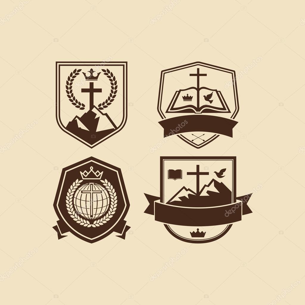 Set of vintage logos Christian church