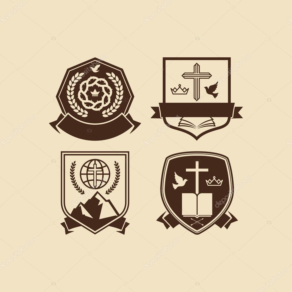 Set of vintage logos Christian church
