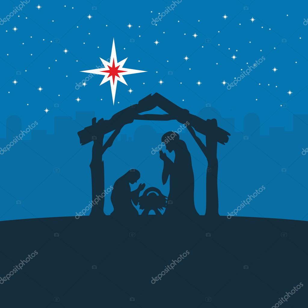 Um cartão com uma história de Natal. Maria e José com o menino Jesus em  Belém . Vetor de ©biblebox 89943778, image size:1024x1024