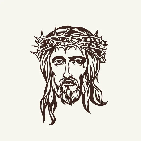Visage de Jésus dessiné à la main — Image vectorielle
