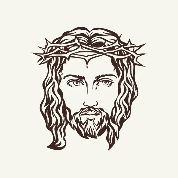 Gesicht des Jesus von Hand gezeichnet — Stockvektor