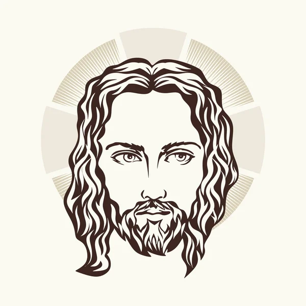 Face of Jesus hand drawn — Stock Vector