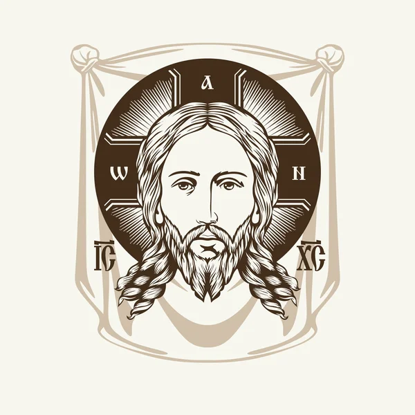 El rostro de Jesús. Icono Iglesia Ortodoxa — Vector de stock