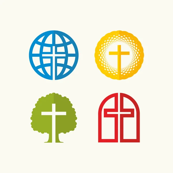 Conjunto de símbolos cristianos — Vector de stock