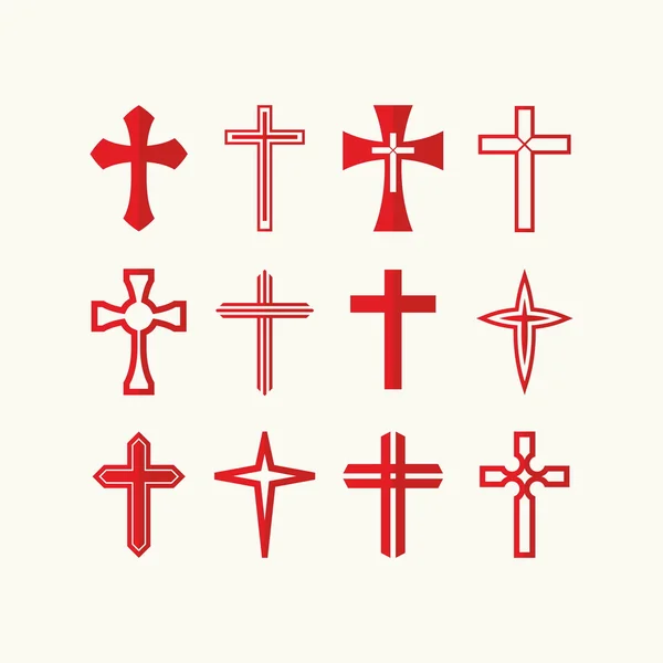 Set of red cross icons — Stock Vector